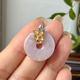A-Grade Lavender Jadeite Donut Pendant (Osmanthus Flower) No.172758