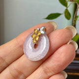 A-Grade Lavender Jadeite Donut Pendant (Osmanthus Flower) No.172758