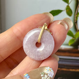 A-Grade Lavender Jadeite Donut Pendant (Osmanthus Flower) No.172758