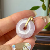 A-Grade Lavender Jadeite Donut Pendant (Osmanthus Flower) No.172758