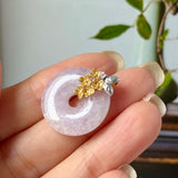 A-Grade Lavender Jadeite Donut Pendant (Osmanthus Flower) No.172758