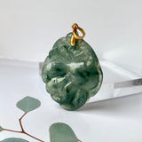 A-Grade Floral Jadeite Buddha's Hand Bat Pendant No.600114