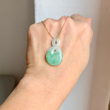 A-Grade Natural Moss On Snow Jadeite Eternity Knot No.8 Pendant No.172590