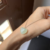 A-Grade Light Green Jadeite Heart Pendant No. 172451
