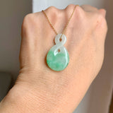 A-Grade Natural Moss On Snow Jadeite Eternity Knot No.8 Pendant No.172590