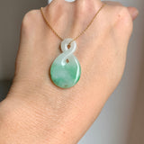 A-Grade Natural Moss On Snow Jadeite Eternity Knot No.8 Pendant No.172590