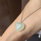 A-Grade Light Green Jadeite Heart Pendant No. 172451