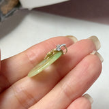 A-Grade Green Yellow Jadeite Donut Pendant (Osmanthus Flower) No.172757