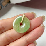 A-Grade Green Yellow Jadeite Donut Pendant (Osmanthus Flower) No.172757
