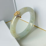 54.8mm A-Grade Natural Osmanthus Floral Jadeite Modern Round Bangle with Osmanthus Embellishment No.152161