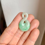 A-Grade Natural Moss On Snow Jadeite Eternity Knot No.8 Pendant No.172591