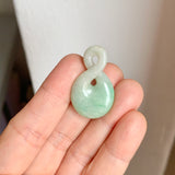 A-Grade Natural Moss On Snow Jadeite Eternity Knot No.8 Pendant No.172591