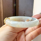 54.8mm A-Grade Natural Osmanthus Floral Jadeite Modern Round Bangle with Osmanthus Embellishment No.152161