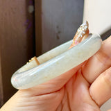 54.8mm A-Grade Natural Osmanthus Floral Jadeite Modern Round Bangle with Osmanthus Embellishment No.152161