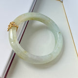 54.8mm A-Grade Natural Osmanthus Floral Jadeite Modern Round Bangle with Osmanthus Embellishment No.152161
