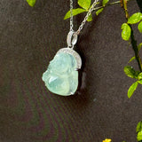 Icy A-Grade Natural Light Green Jadeite Buddha Pendant No.171127A