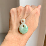 A-Grade Natural Moss On Snow Jadeite Eternity Knot No.8 Pendant No.172591