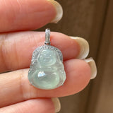 Icy A-Grade Natural Light Green Jadeite Buddha Pendant No.171127A