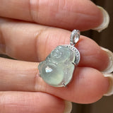 Icy A-Grade Natural Light Green Jadeite Buddha Pendant No.171127A