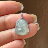 Icy A-Grade Natural Light Green Jadeite Buddha Pendant No.171127A
