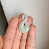 A-Grade Natural Moss On Snow Jadeite Eternity Knot No.8 Pendant No.172592