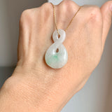 A-Grade Natural Moss On Snow Jadeite Eternity Knot No.8 Pendant No.172592