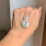 A-Grade Natural Moss On Snow Jadeite Eternity Knot No.8 Pendant No.172592