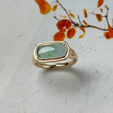 15.8mm Icy A-Grade Natural Moss On Snow Jadeite Saddle Signet Ring No. 162550