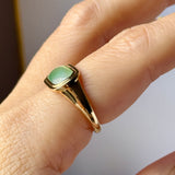 15.8mm Icy A-Grade Natural Moss On Snow Jadeite Saddle Signet Ring No. 162550
