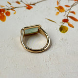 15.8mm Icy A-Grade Natural Moss On Snow Jadeite Saddle Signet Ring No. 162550