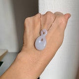 A-Grade Natural Lavender Green Jadeite Eternity Knot No.8 Pendant No.172593