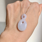 A-Grade Natural Lavender Green Jadeite Eternity Knot No.8 Pendant No.172593
