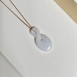 A-Grade Natural Lavender Green Jadeite Eternity Knot No.8 Pendant No.172593