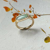 15.5mm Icy A-Grade Natural Moss On Snow Jadeite Saddle Signet Ring No. 162552