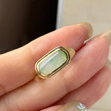 15.5mm Icy A-Grade Natural Moss On Snow Jadeite Saddle Signet Ring No. 162552
