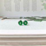 Icy A-Grade Natural Imperial Green Jadeite Donut Stud Earring No.180495