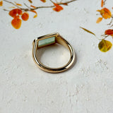 15.5mm Icy A-Grade Natural Moss On Snow Jadeite Saddle Signet Ring No. 162552