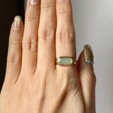 15.5mm Icy A-Grade Natural Moss On Snow Jadeite Saddle Signet Ring No. 162552