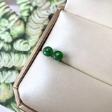 Icy A-Grade Natural Imperial Green Jadeite Donut Stud Earring No.180496