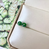 Icy A-Grade Natural Imperial Green Jadeite Donut Stud Earring No.180496