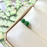 Icy A-Grade Natural Imperial Green Jadeite Donut Stud Earring No.180496