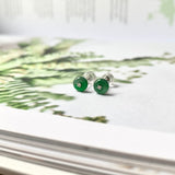 Icy A-Grade Natural Imperial Green Jadeite Donut Stud Earring No.180496