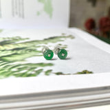 Icy A-Grade Natural Imperial Green Jadeite Donut Stud Earring No.180496