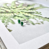 Icy A-Grade Natural Imperial Green Jadeite Donut Stud Earring No.180496