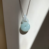 A-Grade Natural Light Bluish Green Jadeite Eternity Knot No.8 Pendant No.172596