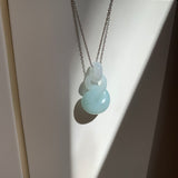 A-Grade Natural Light Bluish Green Jadeite Eternity Knot No.8 Pendant No.172596