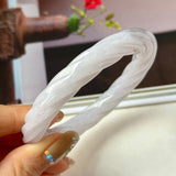 57.5mm A-Grade Natural Lavender Jadeite Traditional Round Bangle With Rope Carving No.151587