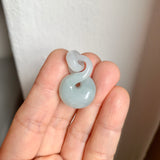 A-Grade Natural Light Bluish Green Jadeite Eternity Knot No.8 Pendant No.172596