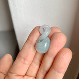 A-Grade Natural Light Bluish Green Jadeite Eternity Knot No.8 Pendant No.172596