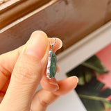 A-Grade Natural Bluish Floral Jadeite Cat Charm No. 172453